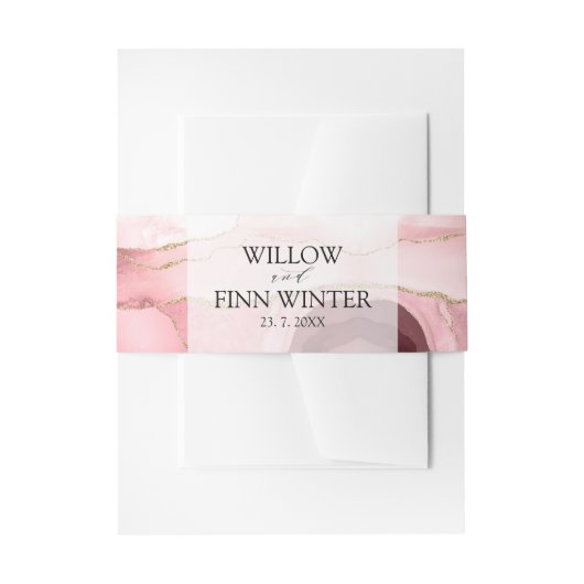 Blush roze roze moderne bruiloft uitnodigingen wikkel (Voorkant Voorbeeld)