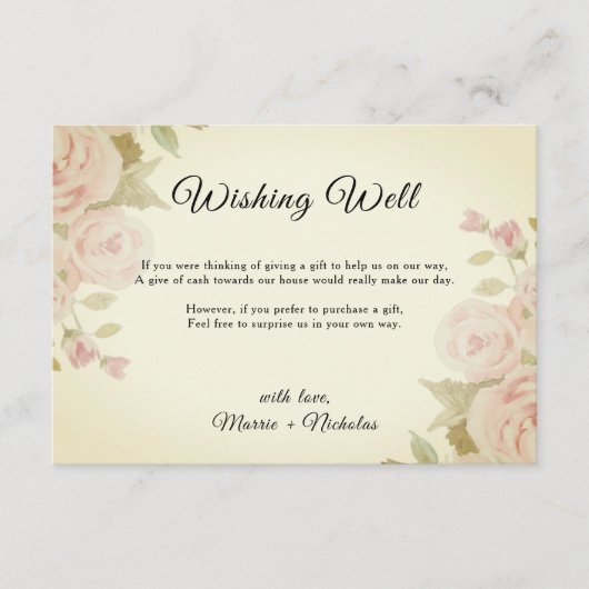 Blush roze roze orroe oraal weddenschap goed informatiekaartje (Voorkant)