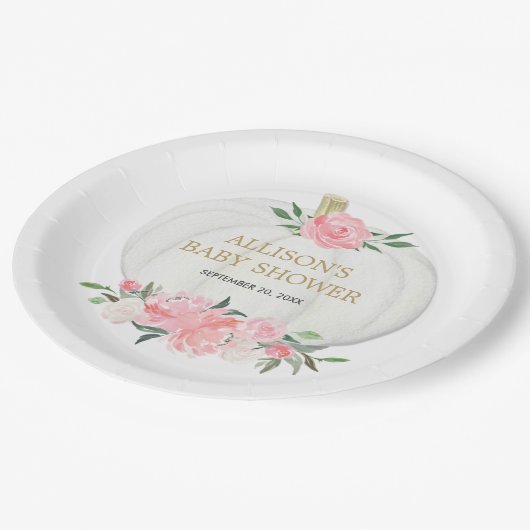 Blush roze roze roombruine pompoen papieren bordje (Gekanteld)