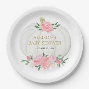 Blush roze roze roombruine pompoen papieren bordje