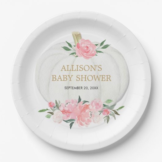 Blush roze roze roombruine pompoen papieren bordje (Voorkant)