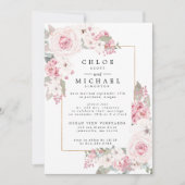 Blush roze roze roze bijtende bruiloft aankondiging (Voorkant)