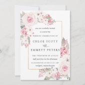 Blush roze roze roze bijtende bruiloft kaart (Voorkant)