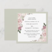 Blush roze roze roze bijtende bruiloft kaart (Voorkant / Achterkant)