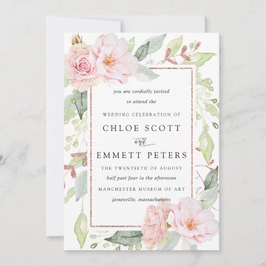 Blush roze roze roze bijtende finale uitnodiging v (Voorkant)