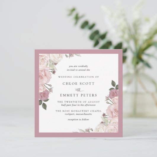 Blush roze roze roze bijtende finale uitnodiging v (Staand voorkant)