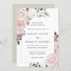 Blush roze roze roze bijtende finale uitnodiging v