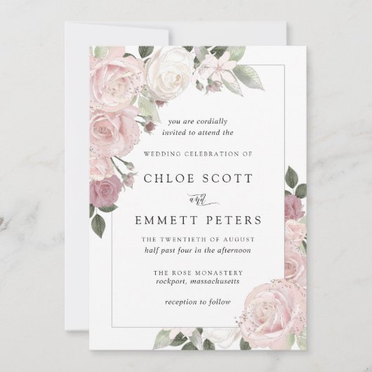 Blush roze roze roze bijtende finale uitnodiging v (Voorkant)