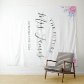 Blush roze roze roze bloemige blauwe bruiloft acht wandkleed (In Situ (horizontaal))