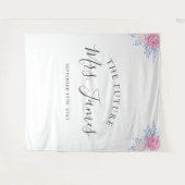 Blush roze roze roze bloemige blauwe bruiloft acht wandkleed (Voorkant (horizontaal))