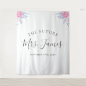 Blush roze roze roze bloemige blauwe bruiloft acht wandkleed (Voorkant)