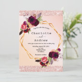 Blush roze roze roze goudbruin bruinbloemigen brui kaart (Staand voorkant)