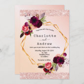 Blush roze roze roze goudbruin bruinbloemigen brui kaart (Voorkant / Achterkant)