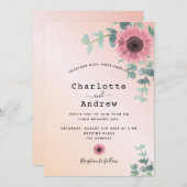 Blush roze roze roze goudbruine bruinkoolbruiloft kaart (Voorkant / Achterkant)