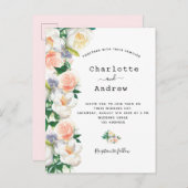 Blush roze roze roze goudfloralen witte bruiloft briefkaart (Voorkant / Achterkant)