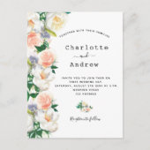 Blush roze roze roze goudfloralen witte bruiloft briefkaart (Voorkant)