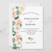 Blush roze roze roze goudfloralen witte bruiloft kaart (Voorkant)