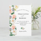 Blush roze roze roze goudfloralen witte bruiloft kaart (Staand voorkant)