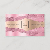 Blush roze roze roze goudkleurig marmer logo QR-co Visitekaartje (Voorkant)