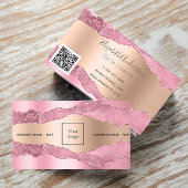 Blush roze roze roze goudkleurig marmer logo QR-co Visitekaartje