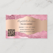 Blush roze roze roze goudkleurige marmer QR code Visitekaartje (Achterkant)