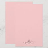Blush Roze Roze Roze Moderne Minimale Naam Briefpapier (Voorkant / Achterkant)