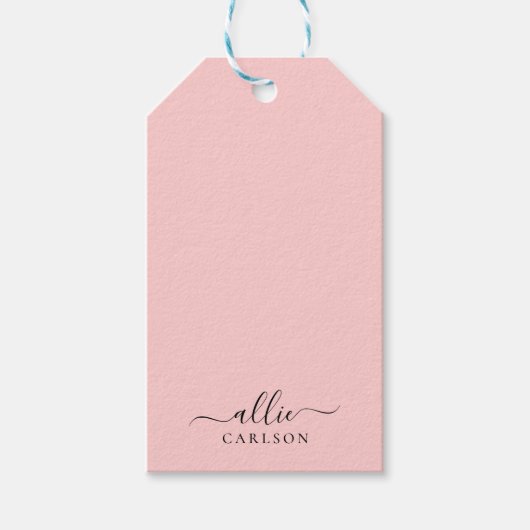 Blush Roze Roze Roze Moderne Minimale Naam Cadeaulabel (Voorkant)