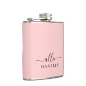 Blush Roze Roze Roze Moderne Minimale Naam Heupfles (Rechts)