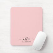 Blush Roze Roze Roze Moderne Minimale Naam Muismat (Met muis)