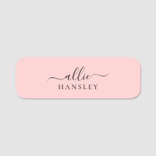 Blush Roze Roze Roze Moderne Minimale Naam Naamplaatje