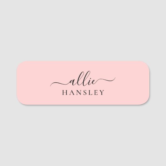Blush Roze Roze Roze Moderne Minimale Naam Naamplaatje (Voorkant)