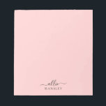 Blush Roze Roze Roze Moderne Minimale Naam Notitieblok<br><div class="desc">Een modern en eenvoudig,  aangepast notitiepad. Een mooi modern script,  gekoppeld aan een bloktypografie,  op een elegante en kleurrijke achtergrond. Gemakkelijk om de naam en achtergrondkleur aan te passen!</div>