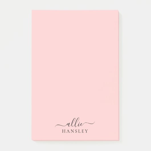 Blush Roze Roze Roze Moderne Minimale Naam Post-it® Notes (Voorkant)