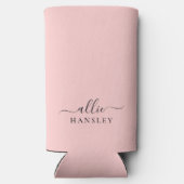 Blush Roze Roze Roze Moderne Minimale Naam Seltzer Blikjeskoeler (Achterkant)