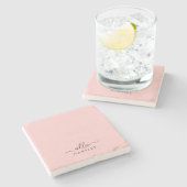 Blush Roze Roze Roze Moderne Minimale Naam Stenen Onderzetter (Zijkant)