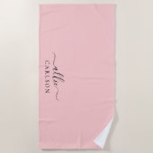 Blush Roze Roze Roze Moderne Minimale Naam Strandlaken (Voorkant)