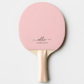 Blush Roze Roze Roze Moderne Minimale Naam Tafeltennisbatje (Achterkant)