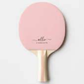 Blush Roze Roze Roze Moderne Minimale Naam Tafeltennisbatje (Voorkant)