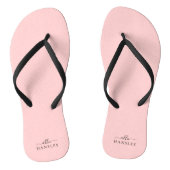 Blush Roze Roze Roze Moderne Minimale Naam Teenslippers (Voetbed)