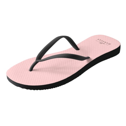 Blush Roze Roze Roze Moderne Minimale Naam Teenslippers (Schuin)