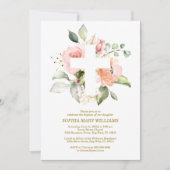 Blush roze roze roze roze roze en witte kruisbapti kaart (Voorkant)