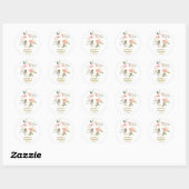 Blush roze roze roze roze roze en witte kruisbapti ronde sticker (Vel)