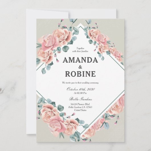Blush roze roze weddenschap kaart (Voorkant)