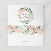 Blush Roze roze witte Floral Plaatskaartje (Buitenkant ongevouwen)