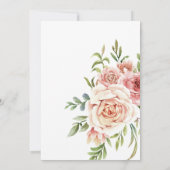 Blush roze roze witte rozen Floral Weddenschap Kaart (Achterkant)