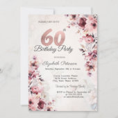 Blush roze rozen 60ste verjaardag kaart (Voorkant)