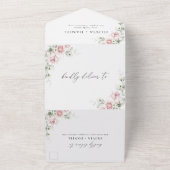 Blush Roze Rozen Alles In Een Bruiloft Uitnodiging (Buitenkant)