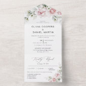 Blush Roze Rozen Alles In Een Bruiloft Uitnodiging (Binnen)