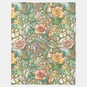  blush roze rozen art nouveau patroon fleece deken