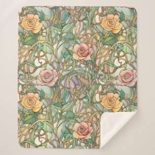  blush roze rozen art nouveau patroon sherpa deken